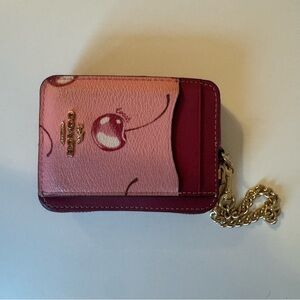 Coach Cherry Print Wallet with Gold Chain